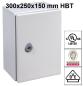 Preview: IP66 Schaltschrank 300x250x150 mm HBT VDE UL zertifiziert Stahlblech 1-türig