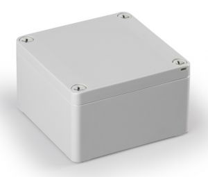 Polycarbonatgehäuse 100x100x60mm IP66 grau mit glatten Seiten