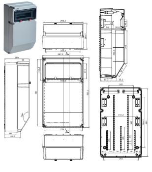 Preview: IP67 Empty Wall-Mounted Power Distribution Box, 1x13-unit