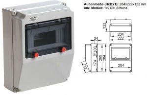 Preview: IP67 Wall-Mounted Socket Distribution Box with DIN Rail