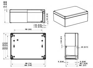 IP66 ABS Klemmkasten glatt OT klar  200x150x76mm - Kopie