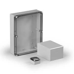 IP66 Polycarbonat Industriegehäuse grau 125x75x60mm metrisch vorgeprägt