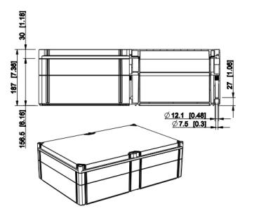 Polycarbonatgehäuse 600x400x185 mm grau IP66