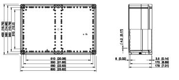 Polycarbonatgehäuse 600x400x185 mm grau IP66