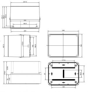GSL231 Kunststoffgehäuse grau 241x180x175mm LBH Klemmenkasten wasserdicht IP65-IP67