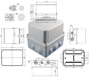 GSV231 Kunststoffgehäuse mit Tüllen 241x180x175mm LBH grau Klemmenkasten IP65-IP67