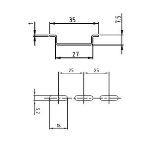 Preview: 1m DIN rail 35x7.5mm galvanized perforated