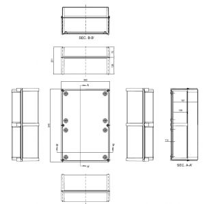 ISO GFK Kunststoff Industriegehäuse 540x360x201 mm LBH - Deckel grau - Polyestergehäuse Grau UV-Stabil