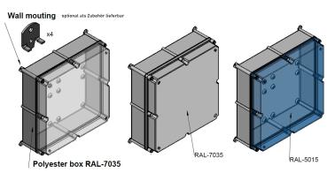 Preview: ISO Industriegehäuse 540x540x201 mm LBH IP66 Kunststoff GFK