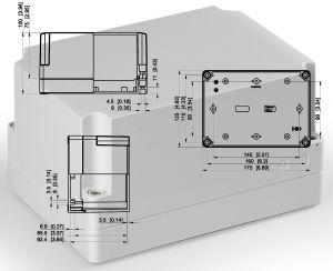 Polycarbonatgehäuse 175x125x100mm LxBxH IP66 25mm Unterteil