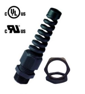 PA6 Kabelverschraubung M25x1,5 mit Knickschutz KB13-18mm schwarz incl. Gegenmutter