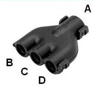 M-Verteiler schwarz klappbar für Wellrohr NW10 - 7,5 - 7,5 - 4,5