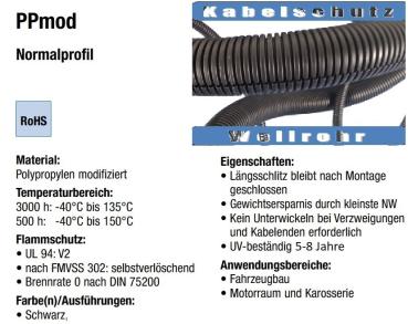 KFZ Wellrohr - NW 3 geschlitzt schwarz