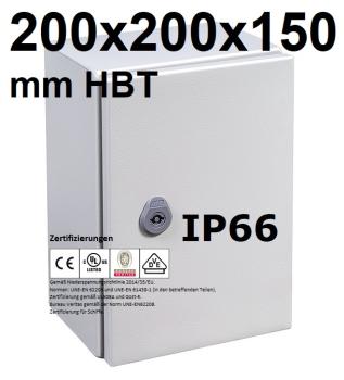 IP66 Schaltschrank 200x200x150 mm HBT IP66 UL zertifiziert Stahlblech 1-türig