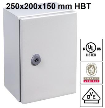 IP66 Schaltschrank 250x200x150 mm HBT VDE UL zertifiziert Stahlblech 1-türig