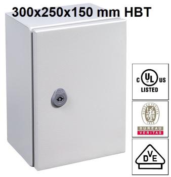 IP66 Schaltschrank 300x250x150 mm HBT VDE UL zertifiziert Stahlblech 1-türig