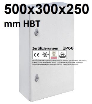IP66 Schaltschrank 500x300x250 mm HBT VDE UL zertifiziert Stahlblech 1-türig