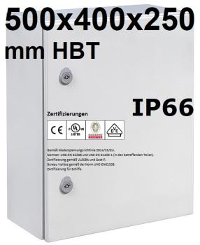 IP66 Schaltschrank 500x400x250 mm HBT VDE UL zertifiziert Stahlblech 1-türig