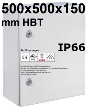 IP66 Schaltschrank 500x500x150 mm HBT VDE UL zertifiziert Stahlblech 1-türig