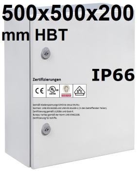 IP66 Schaltschrank 500x500x200 mm HBT VDE UL zertifiziert Stahlblech 1-türig