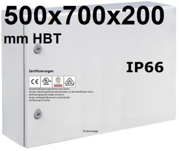 IP66 Schaltschrank 500x700x200 mm HBT VDE UL zertifiziert Stahlblech 1-türig