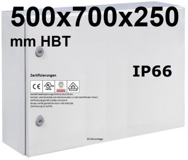 IP66 Schaltschrank 500x700x250 mm HBT VDE UL zertifiziert Stahlblech 1-türig