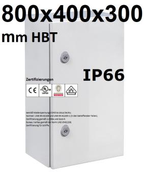 IP66 cabinet 800x400x300mm HBT VDE UL certified sheet steel 1-door