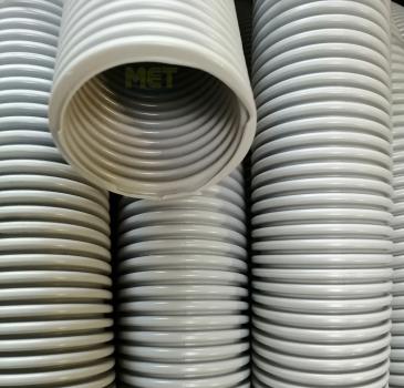 PE cable protection corrugated conduit NW23 light grey - as flexible cable protection conduit for machines