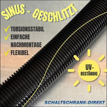 Outdoor-Wellrohr UV-beständig schwarz geschlitzt