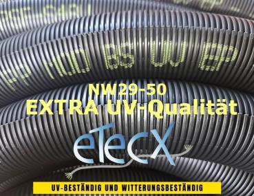 10m Outdoor-Wellrohr NW50 (Ø 48,2 / 54 mm) UV-beständig schwarz - geschlitzt
