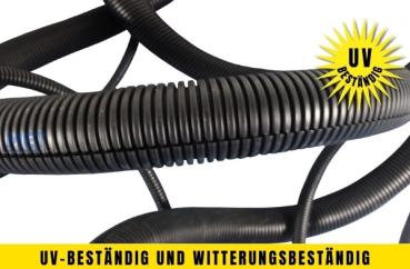 10m UV Wellrohr NW23 UV-beständig schwarz - geschlitzt