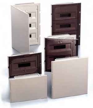Unterputz Einbau Verteiler 2-reihig 28TE 2x 14TE UP Gehäuse weiß mit Tür