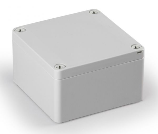 Polycarbonatgehäuse 100x100x60mm IP66 grau mit glatten Seiten