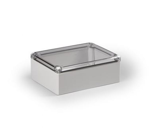 IP66 ABS Klemmkasten glatt OT klar  200x150x76mm - Kopie