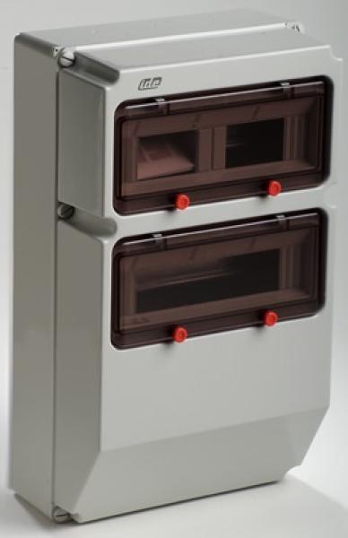 IDE 1724GM wall distributor 26TE empty IP67 (2x 13TE) with mounting rail