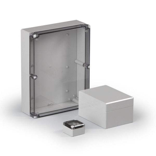 IP66 Polycarbonat Gehäuse grau 125x75x75mm metrisch vorgeprägt