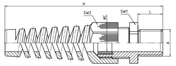 PA6 Kabelverschraubung M20x1,5 mit Knickschutz KB 6-12mm hellgrau
