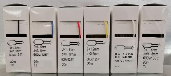 20m BOX red 2:1 1/16'' shrink tube 1.6mm / 0.8mm without glue