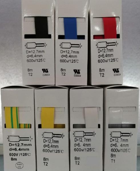 8m BOX yellow 2:1 1/2'' shrink tube 12.7mm / 6.4mm without glue