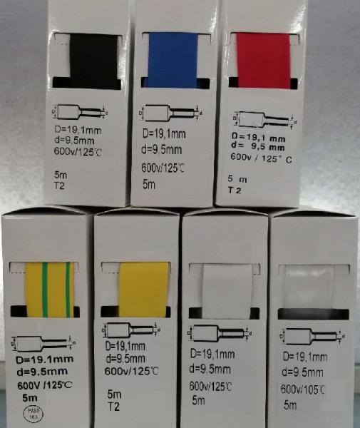 5m BOX green-yellow 2:1 3/4'' shrink tube 19.1mm / 9.5mm blue without glue