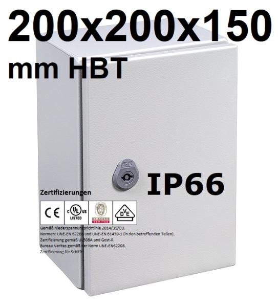 IP66 Schaltschrank 200x200x150 mm HBT IP66 UL zertifiziert Stahlblech 1-türig