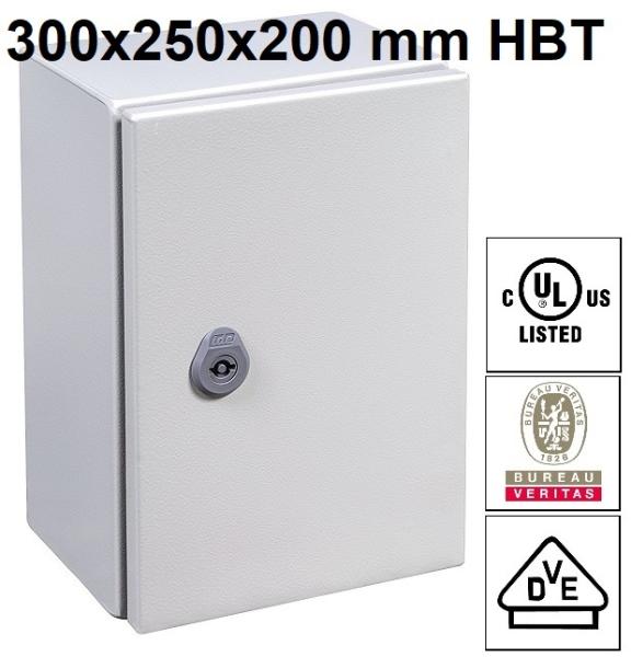 IP66 Schaltschrank 300x250x200 mm HBT VDE UL zertifiziert Stahlblech 1-türig