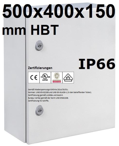 IP66 switch cabinet 500x400x150 mm HBT VDE UL certified sheet steel 1-door