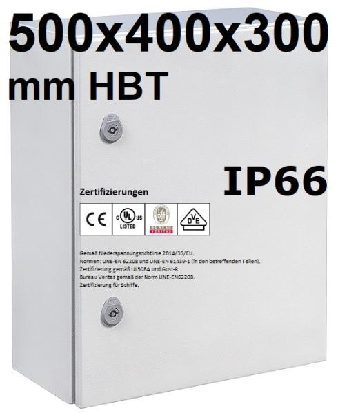 IP66 Schaltschrank 500x400x300 mm HBT VDE UL zertifiziert Stahlblech 1-türig