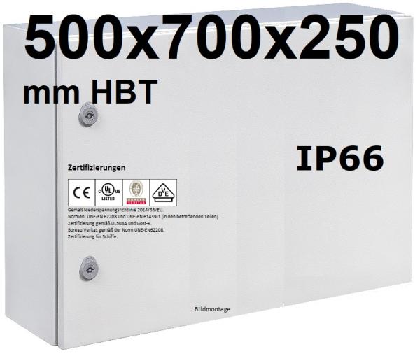 IP66 Schaltschrank 500x700x250 mm HBT VDE UL zertifiziert Stahlblech 1-türig