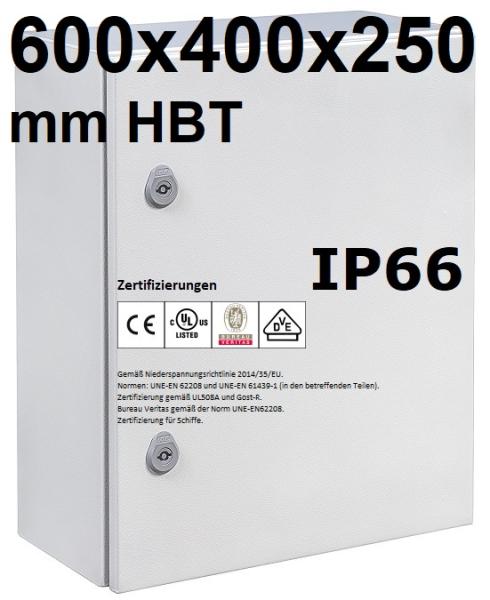 IP66 switch cabinet 600x400x250 mm HBT VDE UL certified sheet steel 1-door