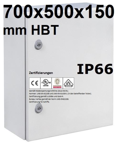 IP66 Schaltschrank 700x500x150 mm HBT VDE UL zertifiziert