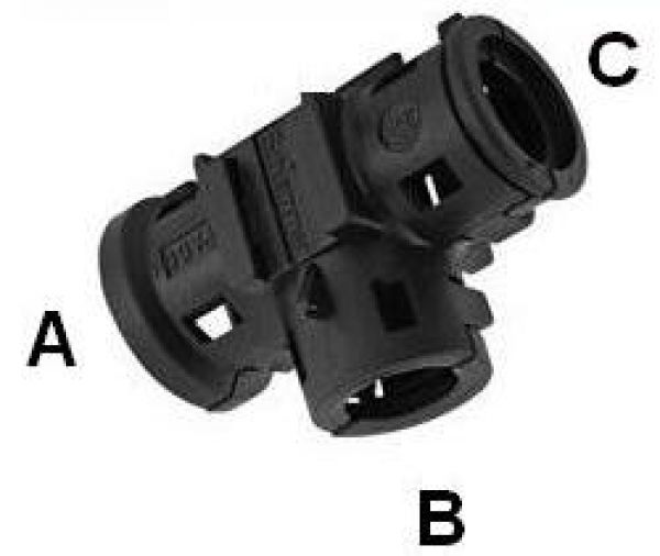 Wellrohr T-Verteiler NW22-10-22 schwarz klappbar für KFZ Wellrohr PP PA
