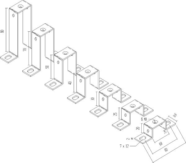 10 pieces 20mm M6 mounting rail supports