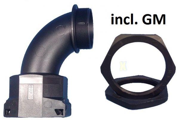Corrugated pipe fitting M16 to NW10 metric elbow 90°